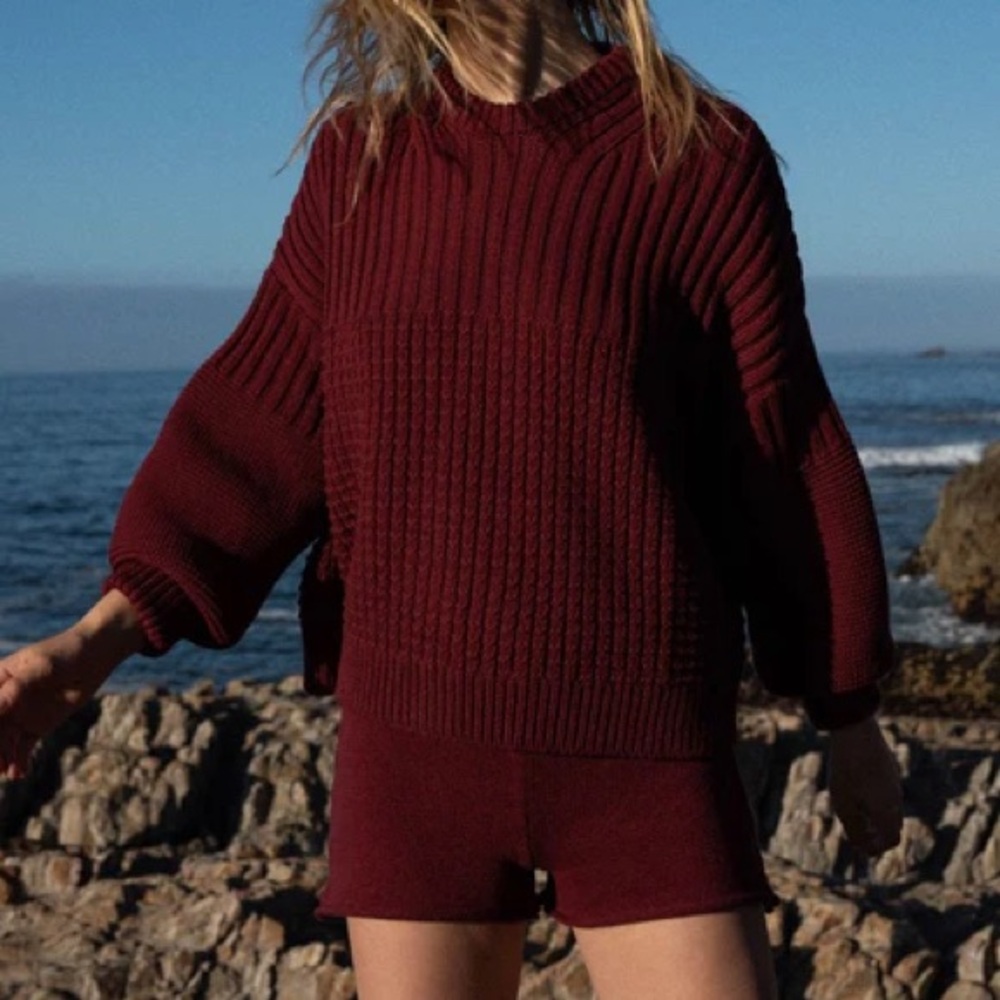 The Knotty Ones Dark Red Cotton Sweater